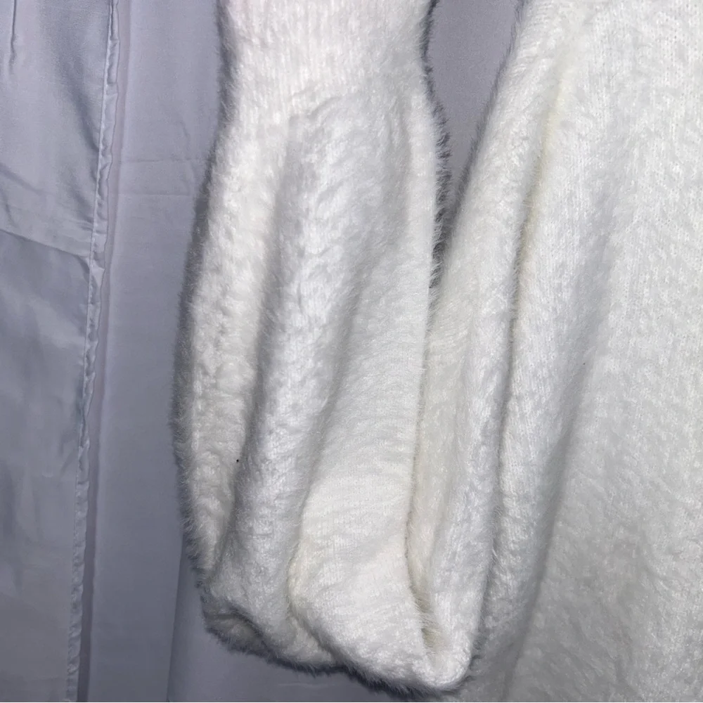 H&M Sweater Turtleneck Long Sleeve Faux Fur Fleece Fold Over Neck Pullover Top